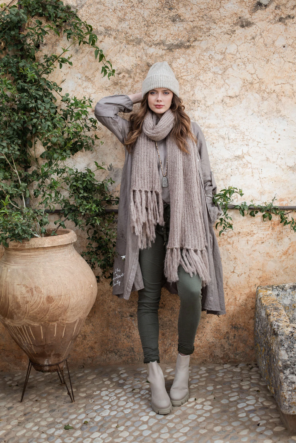 CASUAL TENCEL - Pantalon - Olive