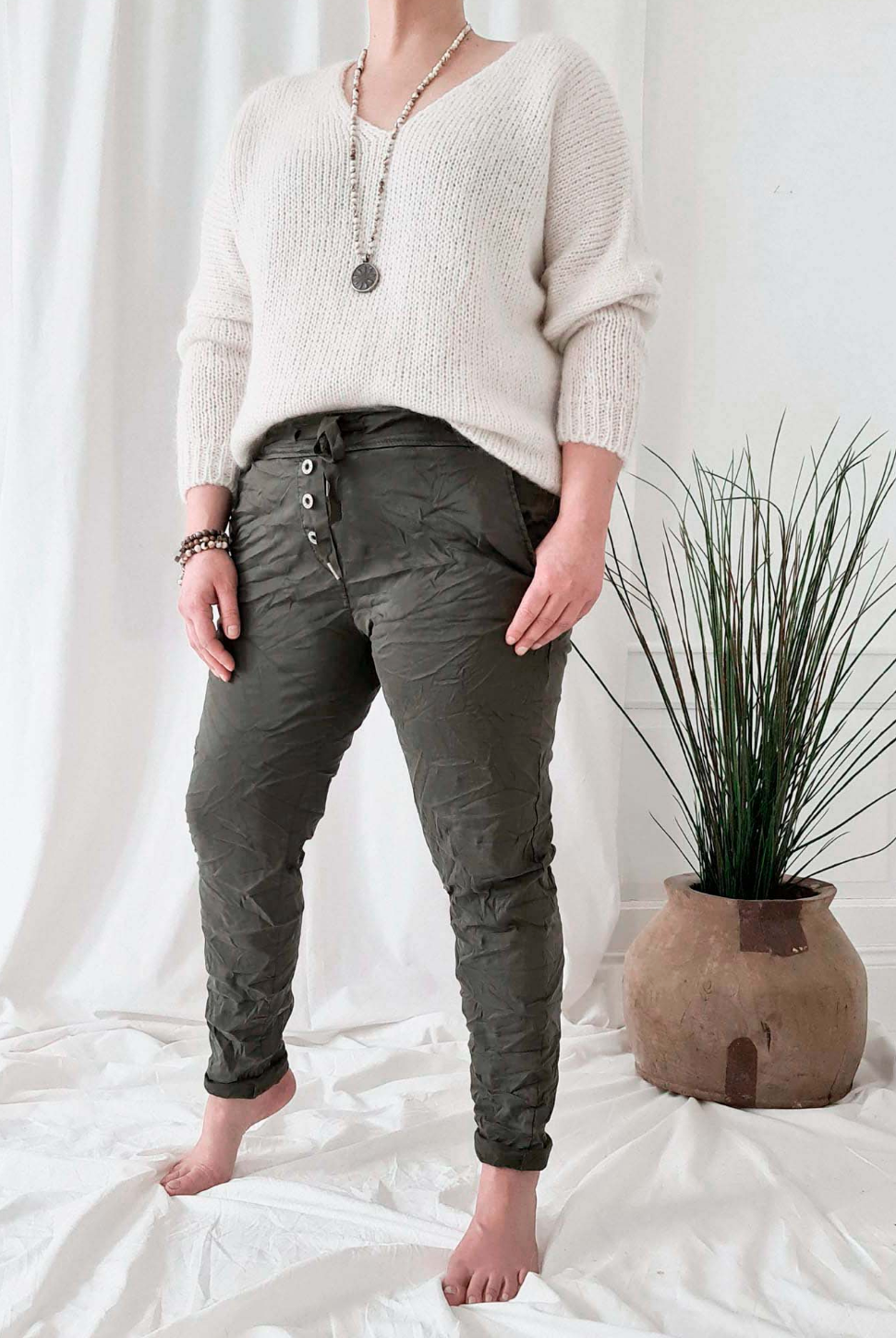 CASUAL TENCEL - Pantalon - Olive