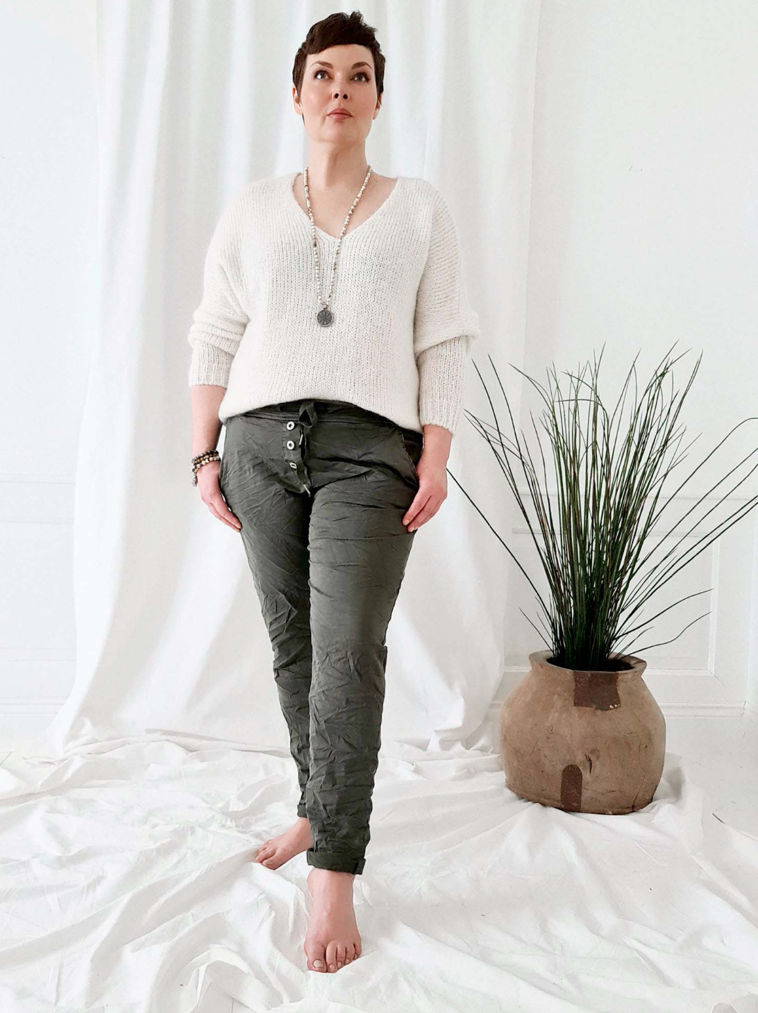 CASUAL TENCEL - Pantalon - Olive