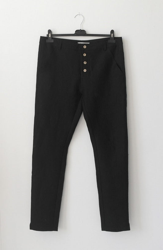 BYPIAS-TEASE-pantalon-noir-lin-été-léger-homme