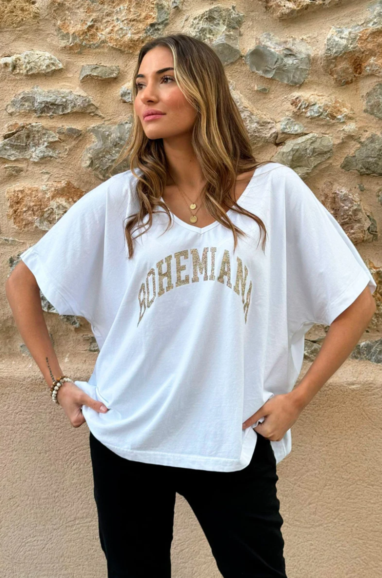 BOHEMIANA GLITTER T-shirt - Blanc