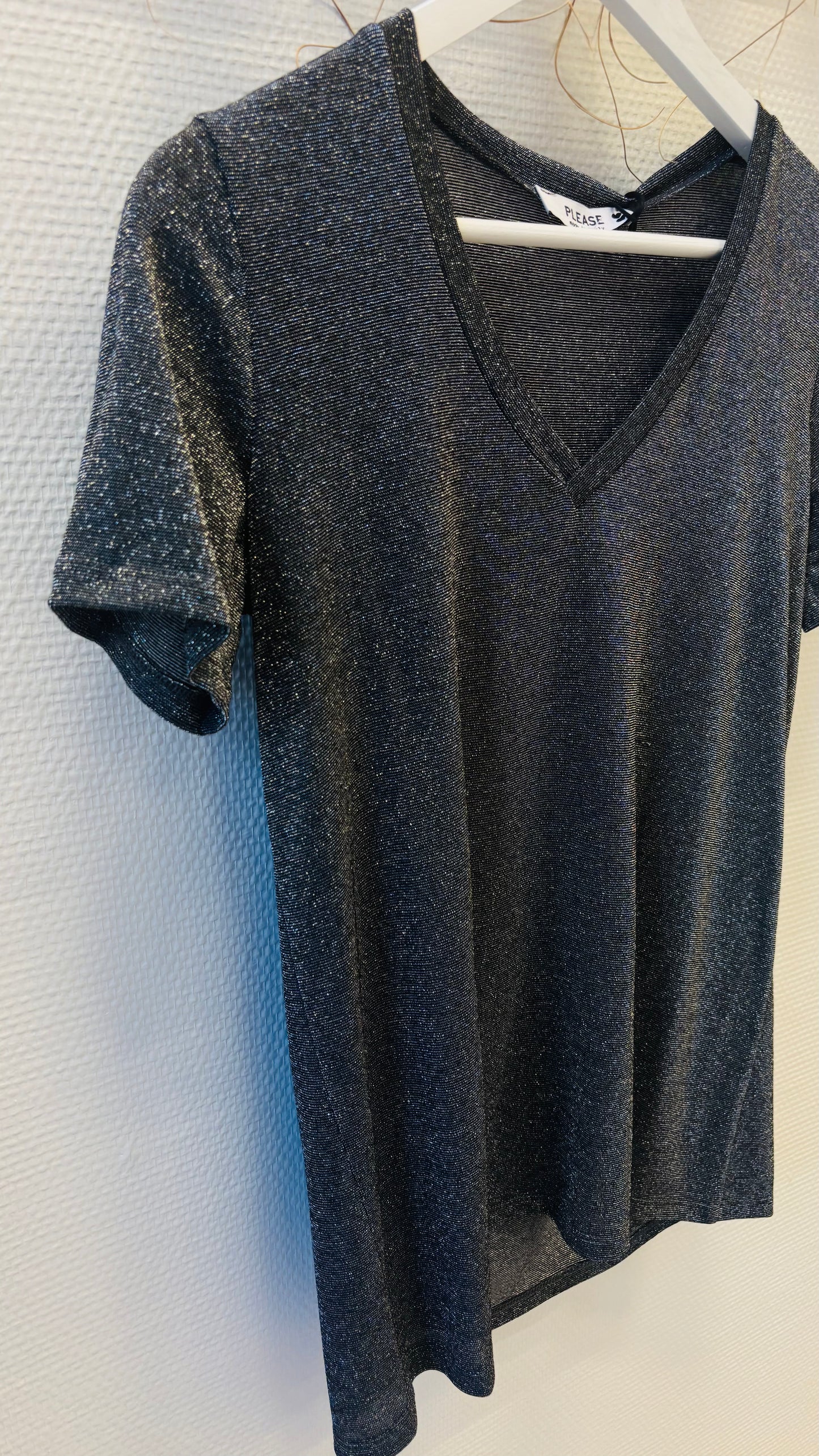 T-SHIRT UNI - Métallisé - Noir/argent