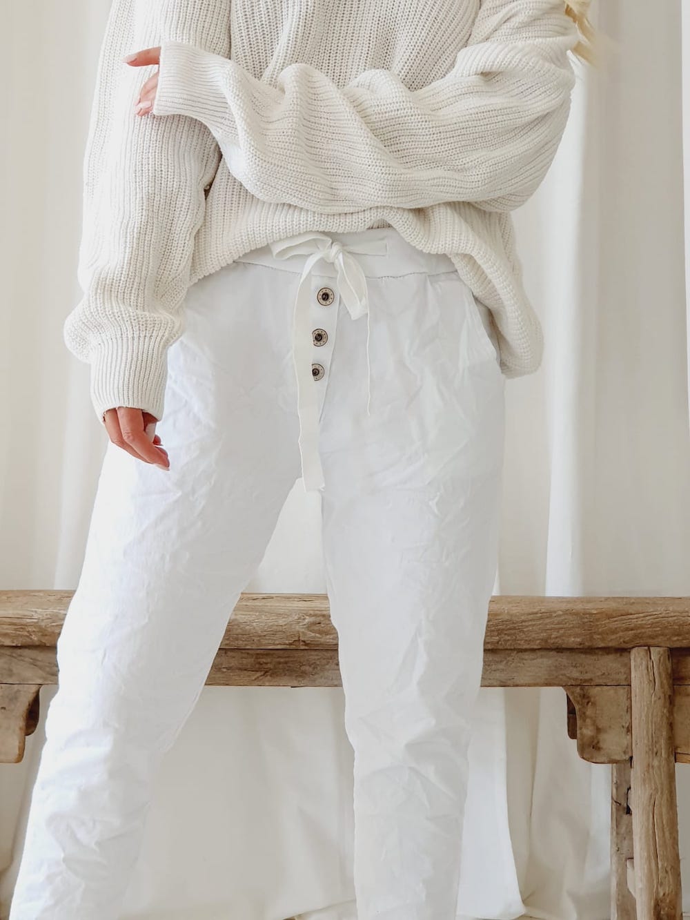 PERFECT JOGGERS BUTTON - Blanc