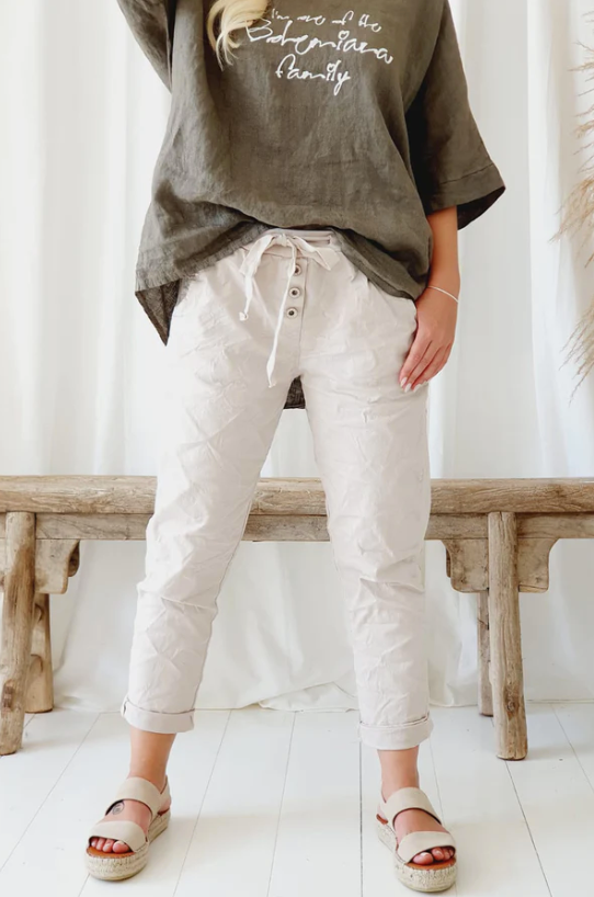 PERFECT JOGGERS BUTTON - Beige